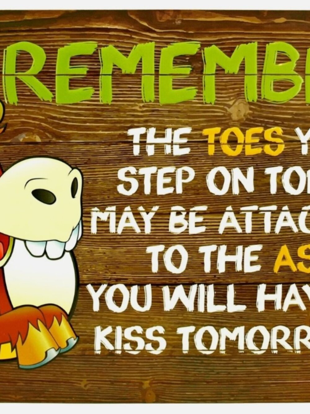 The Toes You Step On Funny Butt Kick Humerous Novelty Metal Sign